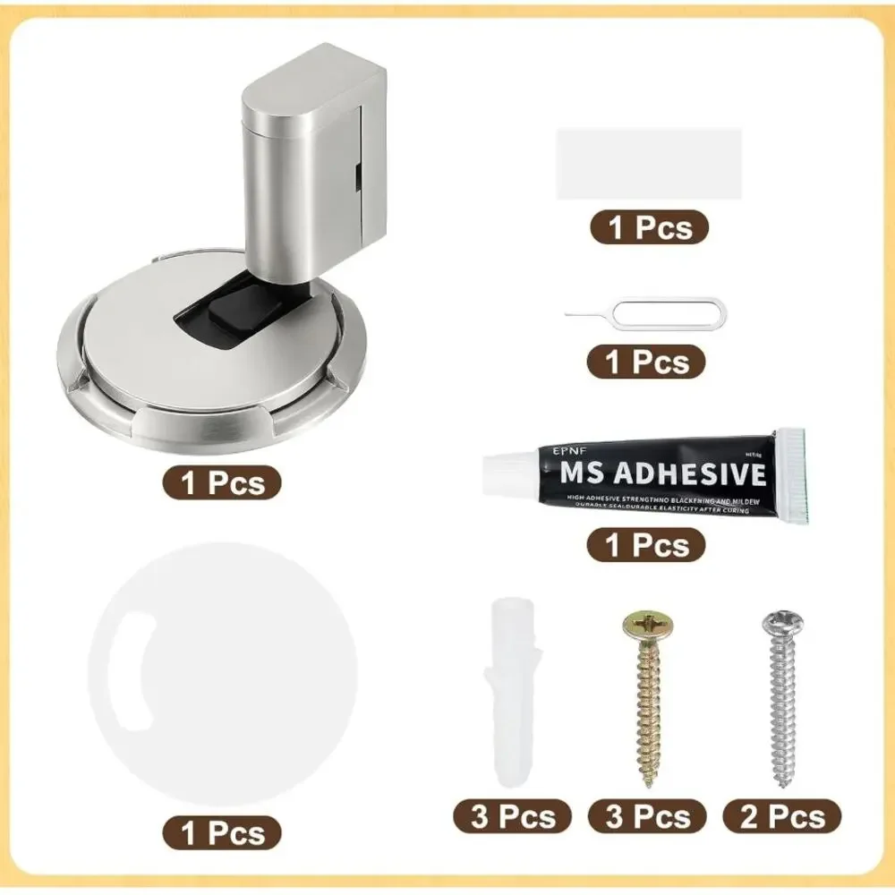 uxcell Magnetic Floor Door Stopper Brushed Steel Adhesive/Screw Open Box